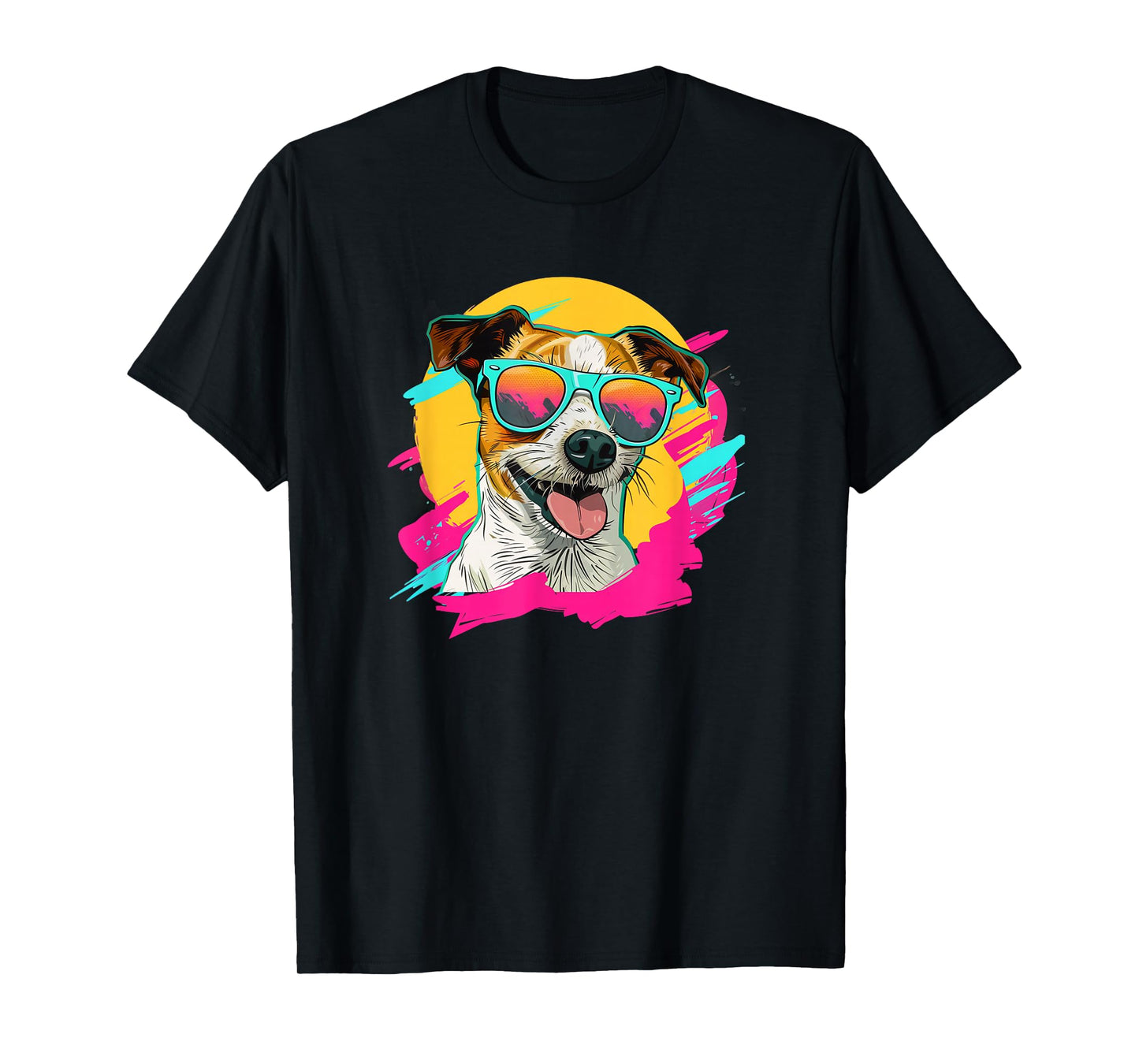 Mens Womens Retro Vintage 80s JRT Dog Lover Jack Russell T-Shirt
