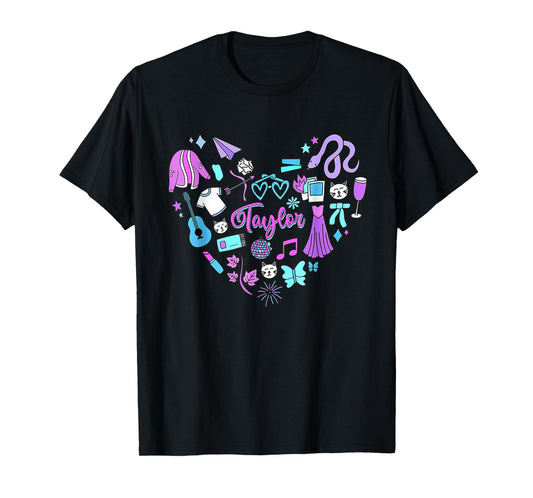 Taylor First Name I Love Taylor Girl Groovy 80's Vintage T-Shirt