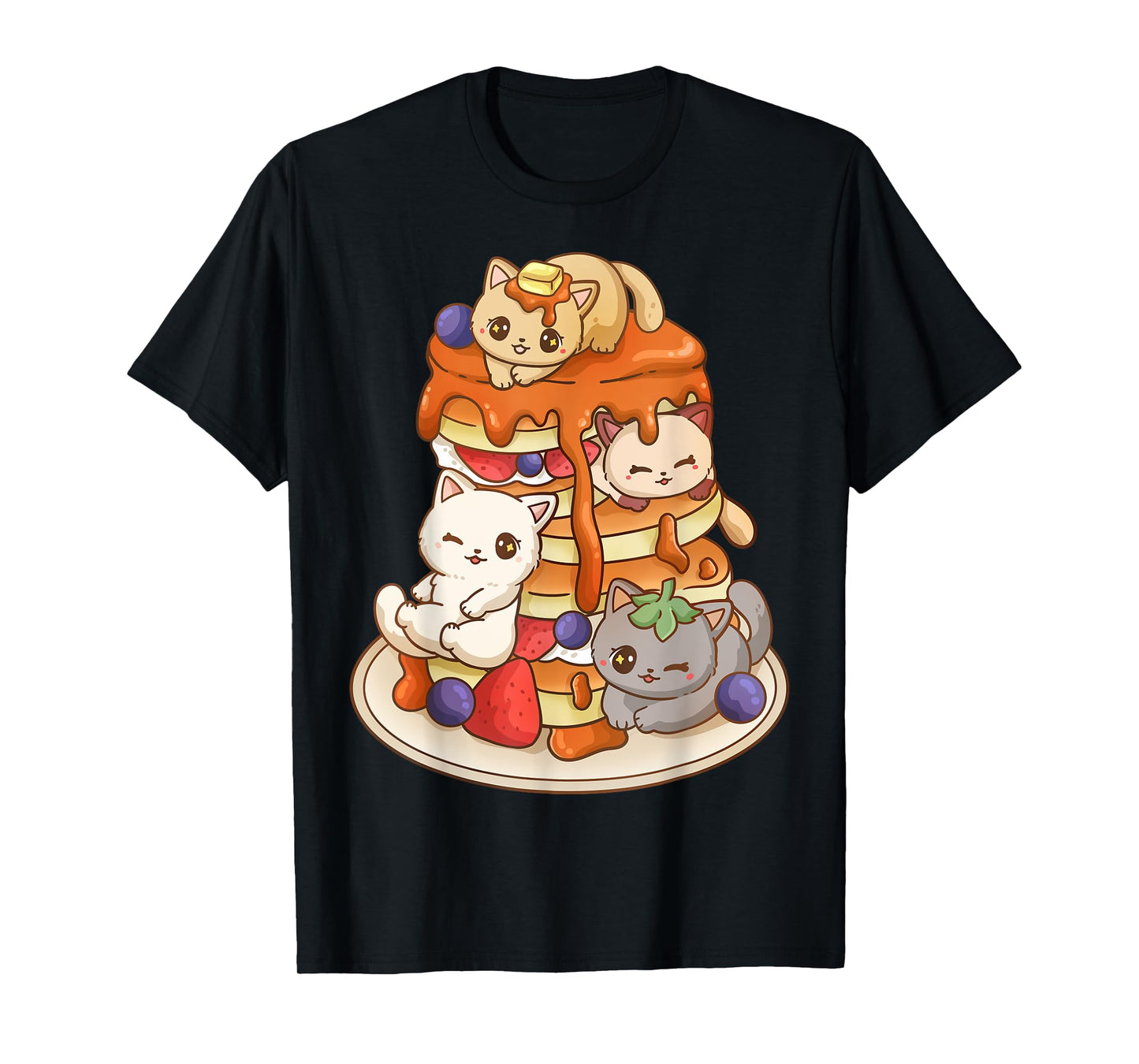 Cat Pancake Stack Kawaii Anime Cat Funny T-Shirt