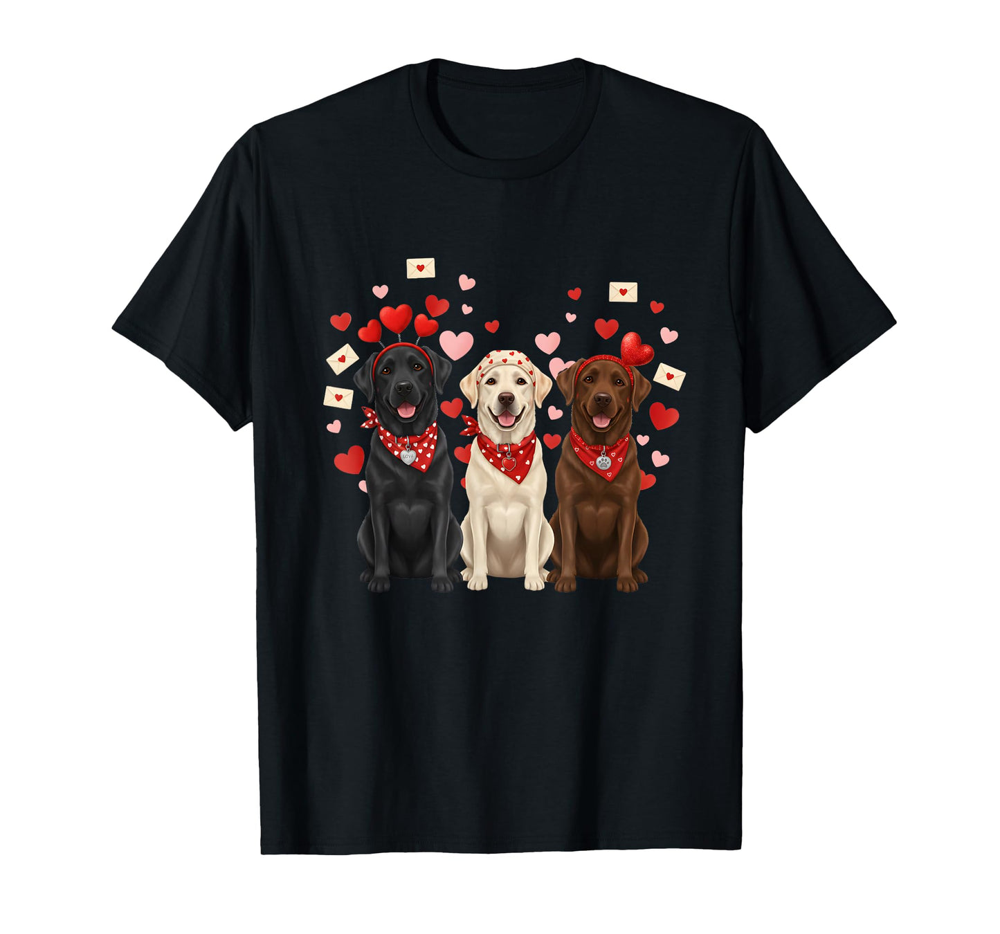 Three Labrador Retriever Valentines Dog Lover Heart T-Shirt