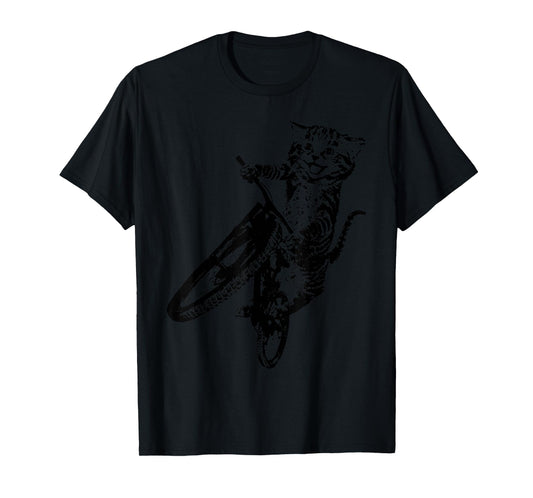 Vintage Cute Cat Bicycle Sport Bike Cycling Cyclist Biking T-Shirt