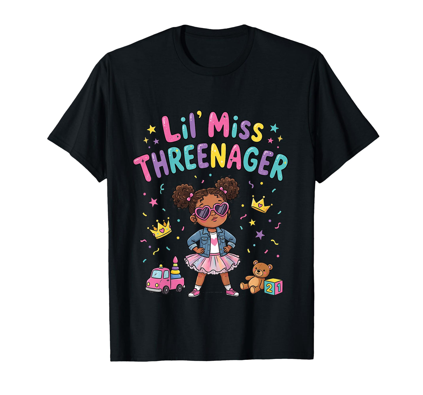 3rd Birthday Girl Sassy Toddler Lil Miss Threenager T-Shirt