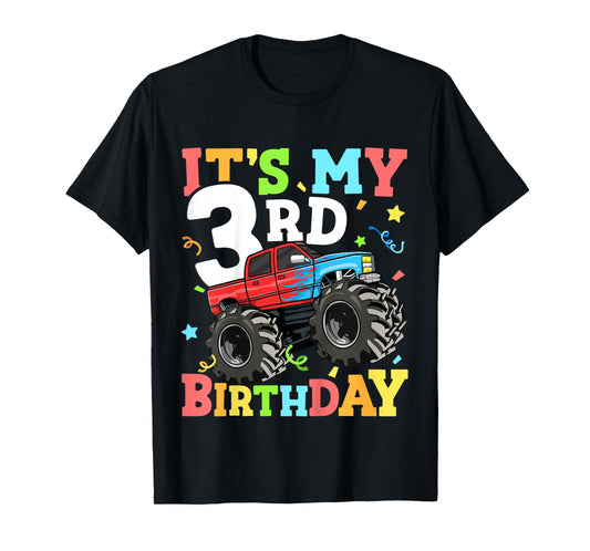 Kids Monster Truck It's My 3rd Birthday Boy 3 Three Toddler T-Shirt