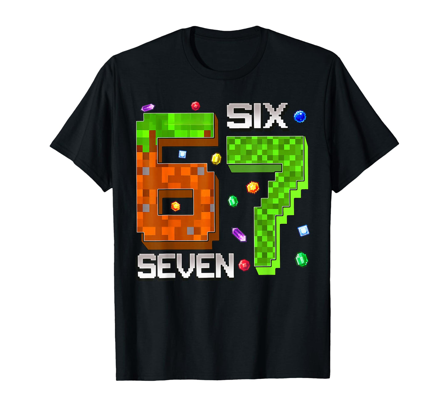 Funny Meme 67 Pixel Birthday Boy Six Seven 6 7 T-Shirt
