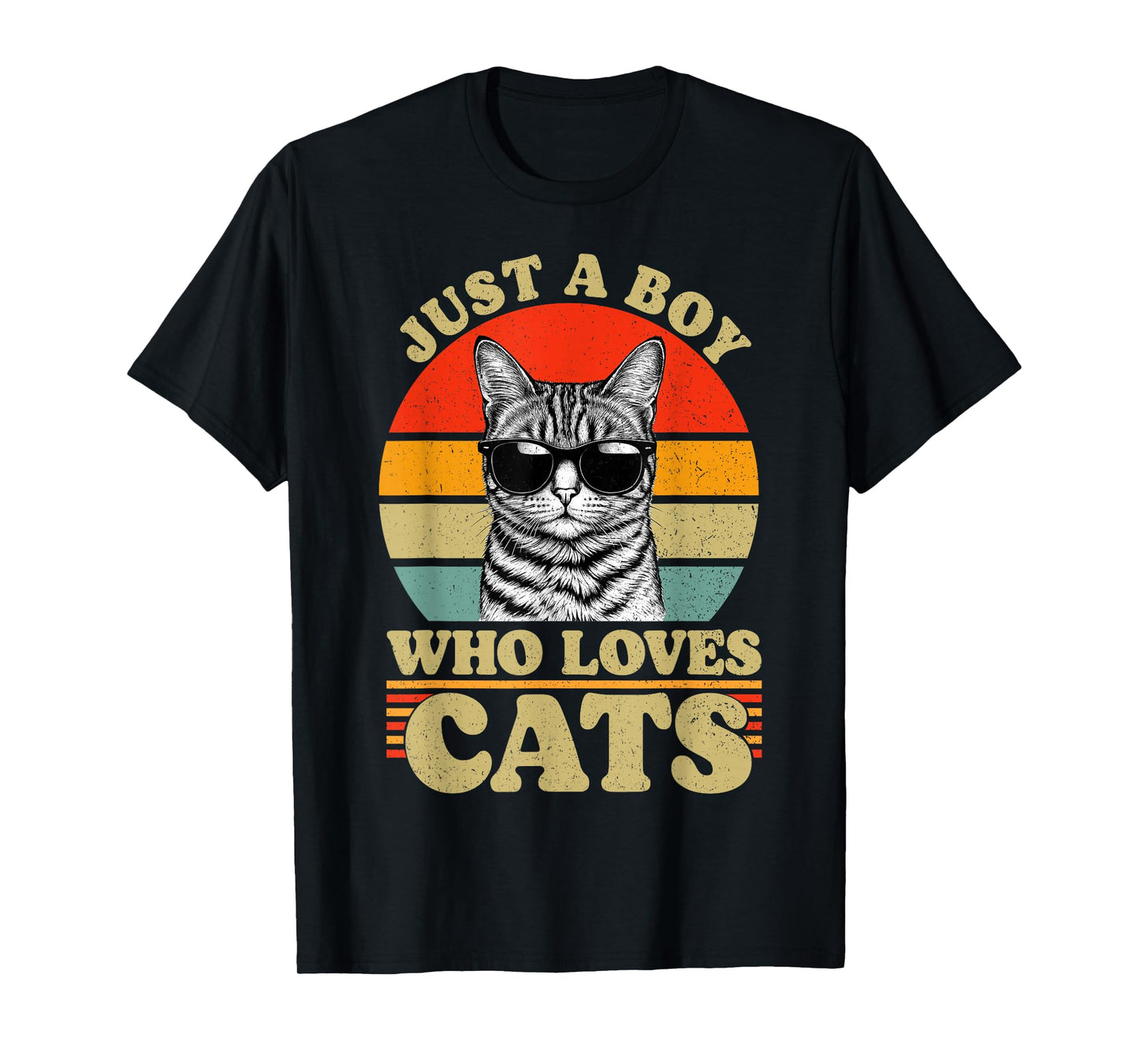Just A Boy Who Loves Cats Vintage for Mens Kids Boys T-Shirt