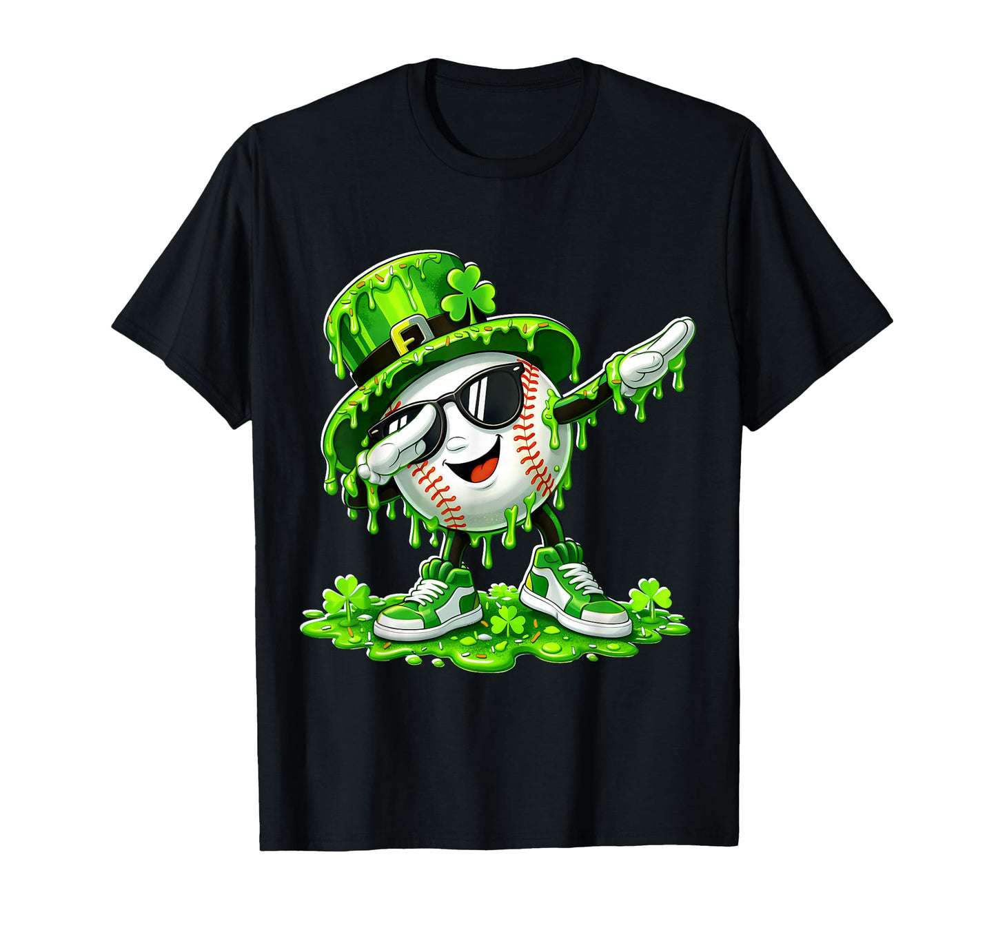 Dabbing St Patricks Day Baseball Ice Cream Drip Boy Kids Men T-Shirt