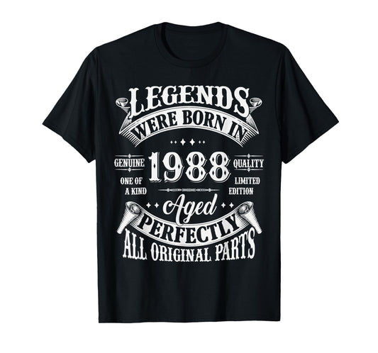 37th Birthday Tee 37 Years Old Vintage Legends Born In 1988 T-Shirt