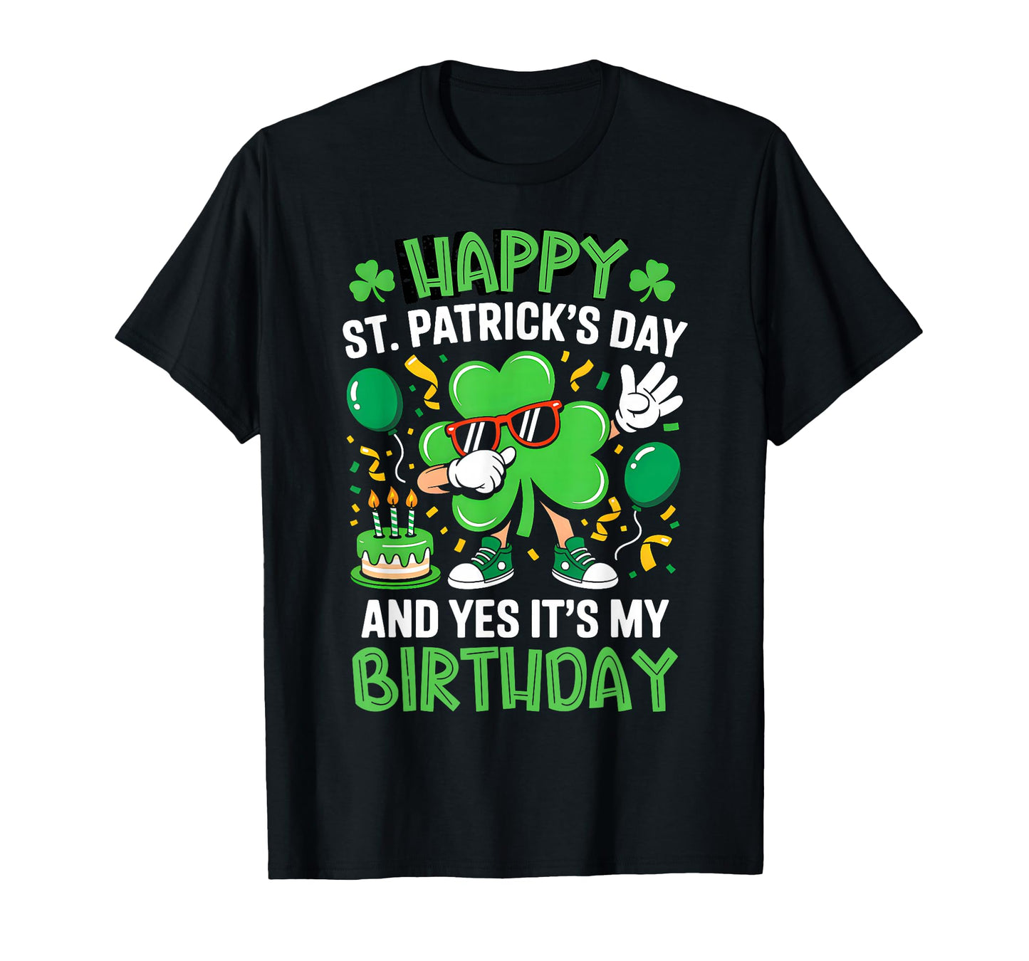 Happy St Patricks Day Birthday Shamrock Dab Bday Party Kids T-Shirt