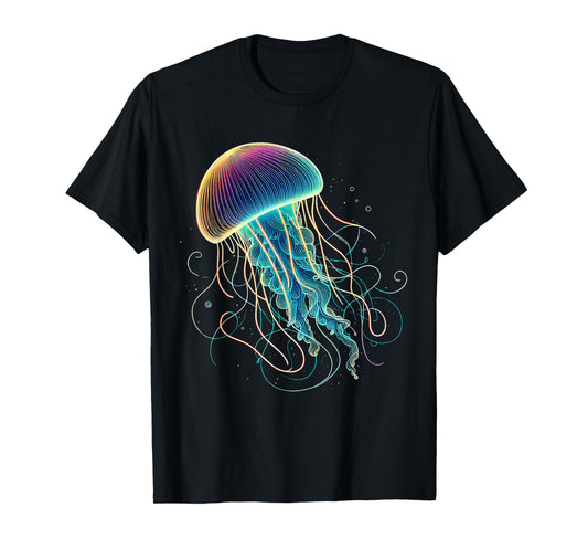 Colorful Vibrant Glowing Jellyfish with Rainbow Colors T-Shirt