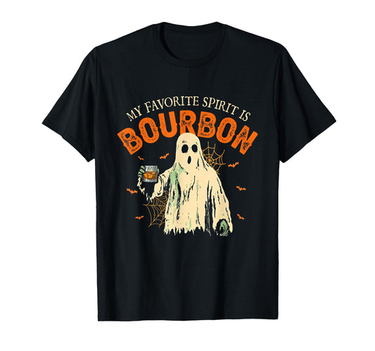 My Favorite Spirit Is Bourbon Funny Ghost Halloween Costume T-Shirt