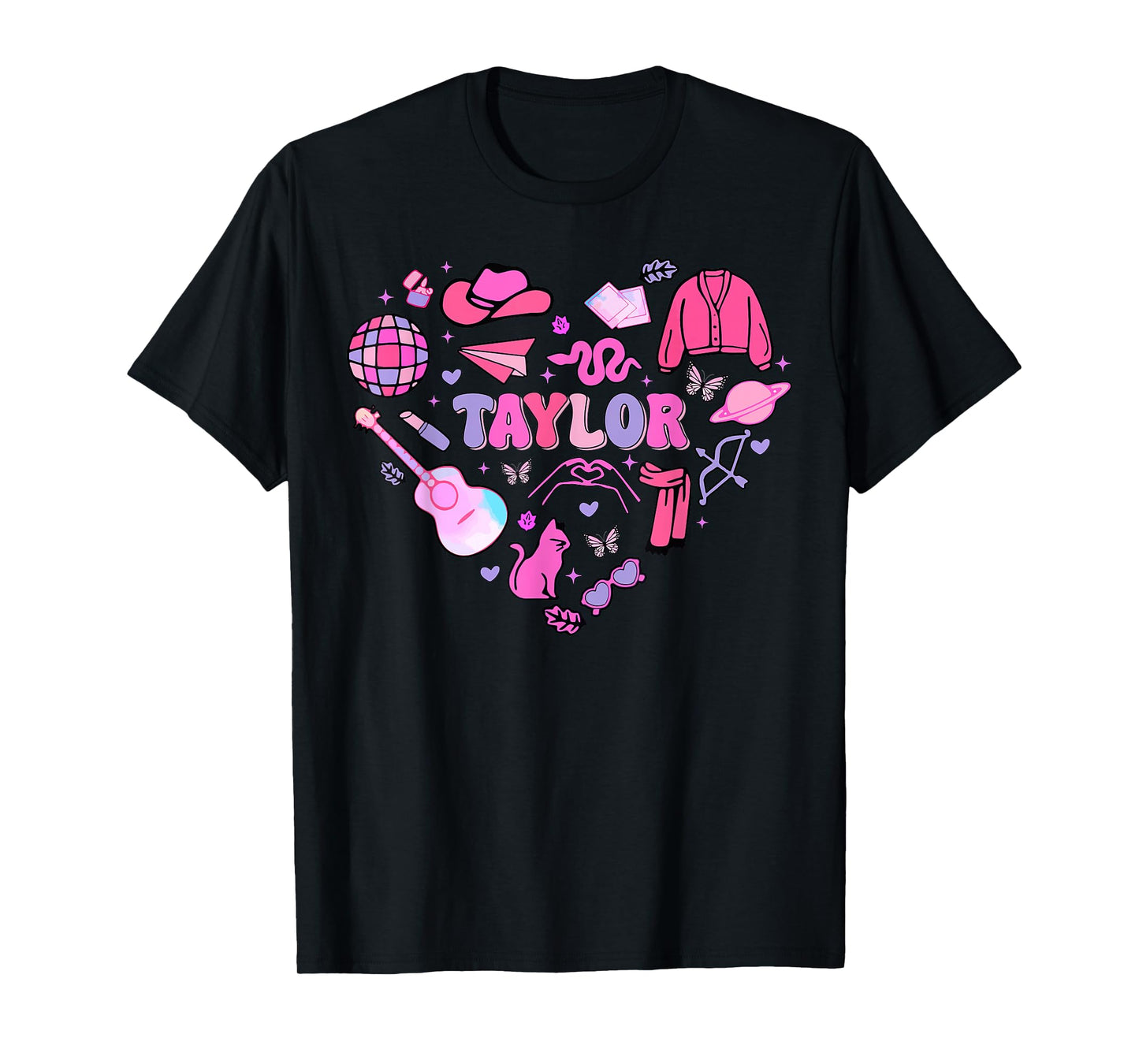 Birthday Girl Groovy Taylor First Name Personalized Heart T-Shirt
