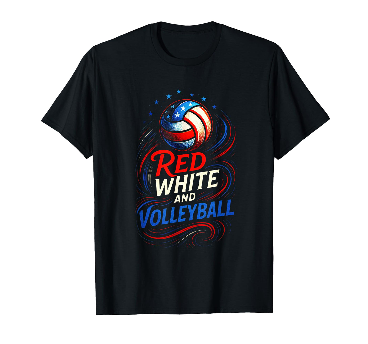 Red White and Volleyball - American 4th July Player T-Shirt