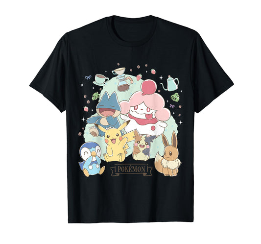 Pokémon - Cafe Pika Eevee Piplup Munchlax Morpeko Slurpuff T-Shirt