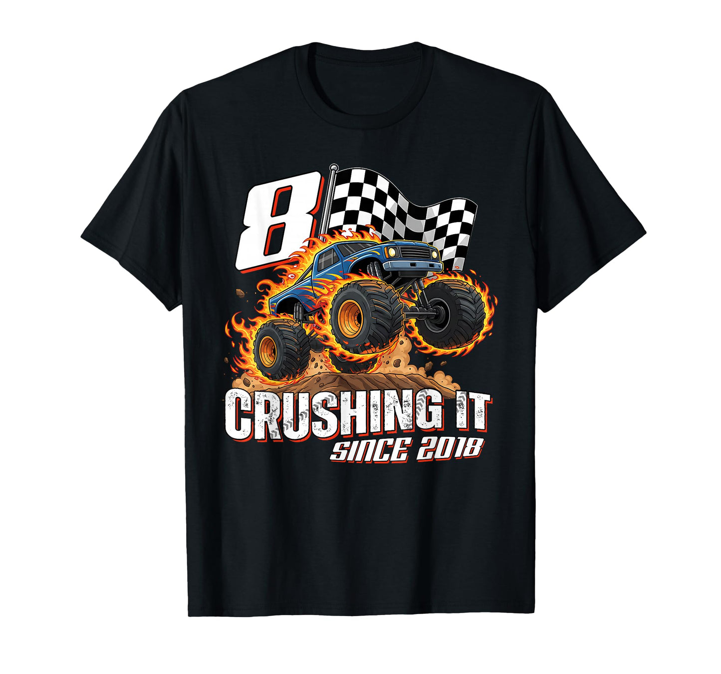 Birthday Monster Truck 8 Year Old Boys 8th Party Born 2018 T-Shirt