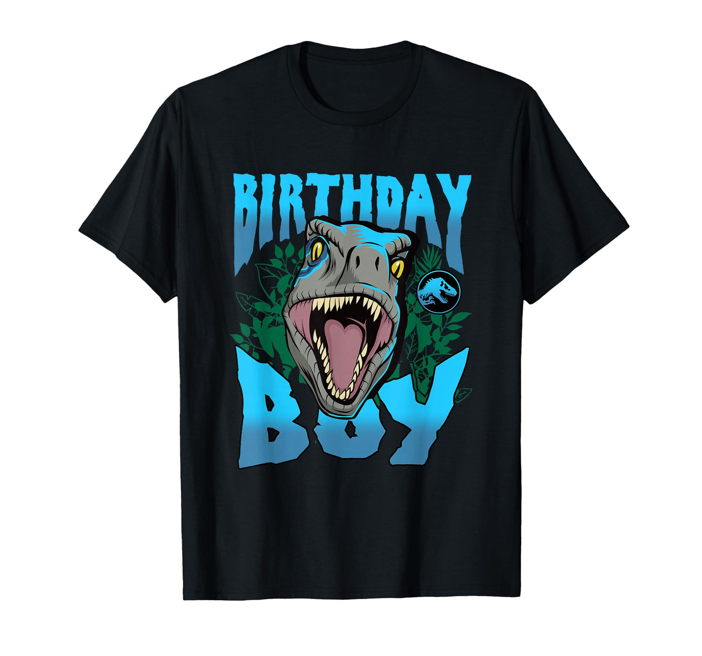 Jurassic World Birthday Boy Roaring Velociraptor Blue Logo T-Shirt