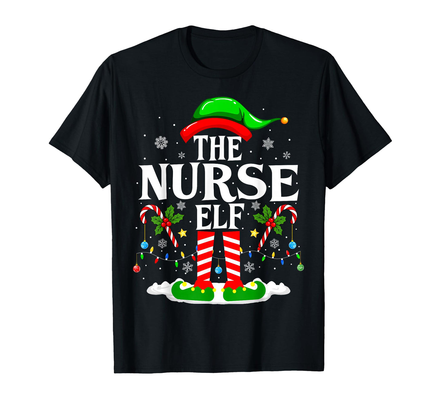 The Nurse Elf Christmas Nursing Funny RN Christmas Nurse T-Shirt