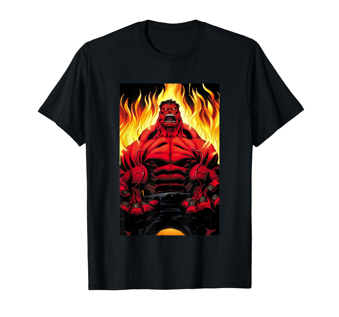 Marvel Universe Classic Red Hulk Extreme Rage On Fire T-Shirt