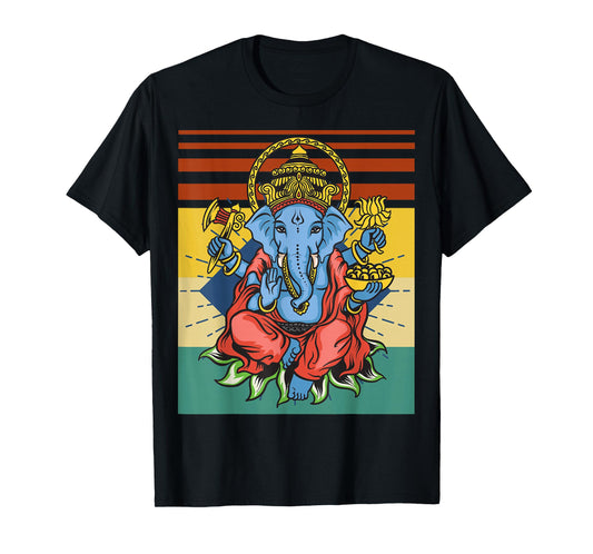 Retro Ganesha God - Yoga - Spiritual - Meditation - Yogi T-Shirt