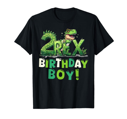 Two Rex 2nd Birthday Boy Second Dinosaur 2 Year Old Boys T-Shirt