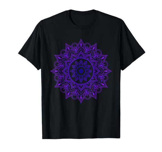 Purple Mandala Pattern Meditation Colorful Geometric Shapes T-Shirt