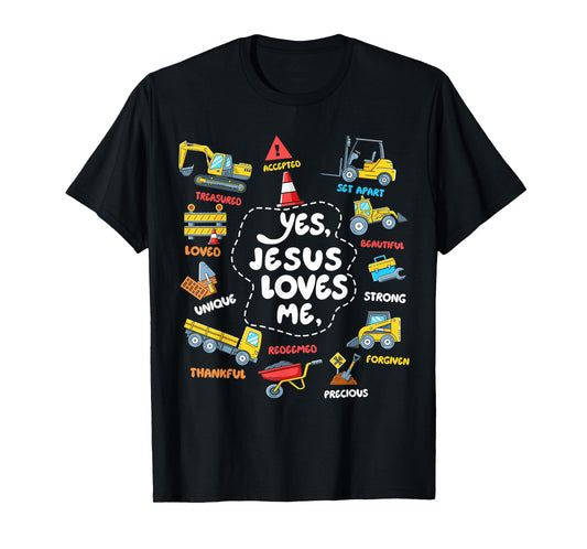 Yes Jesus Loves Me Christian Boys Toddler Construction Truck T-Shirt