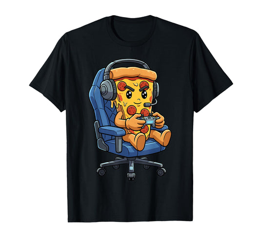 Funny Gamer Pizza Gaming Video Game Enthusiast Boys Kids T-Shirt