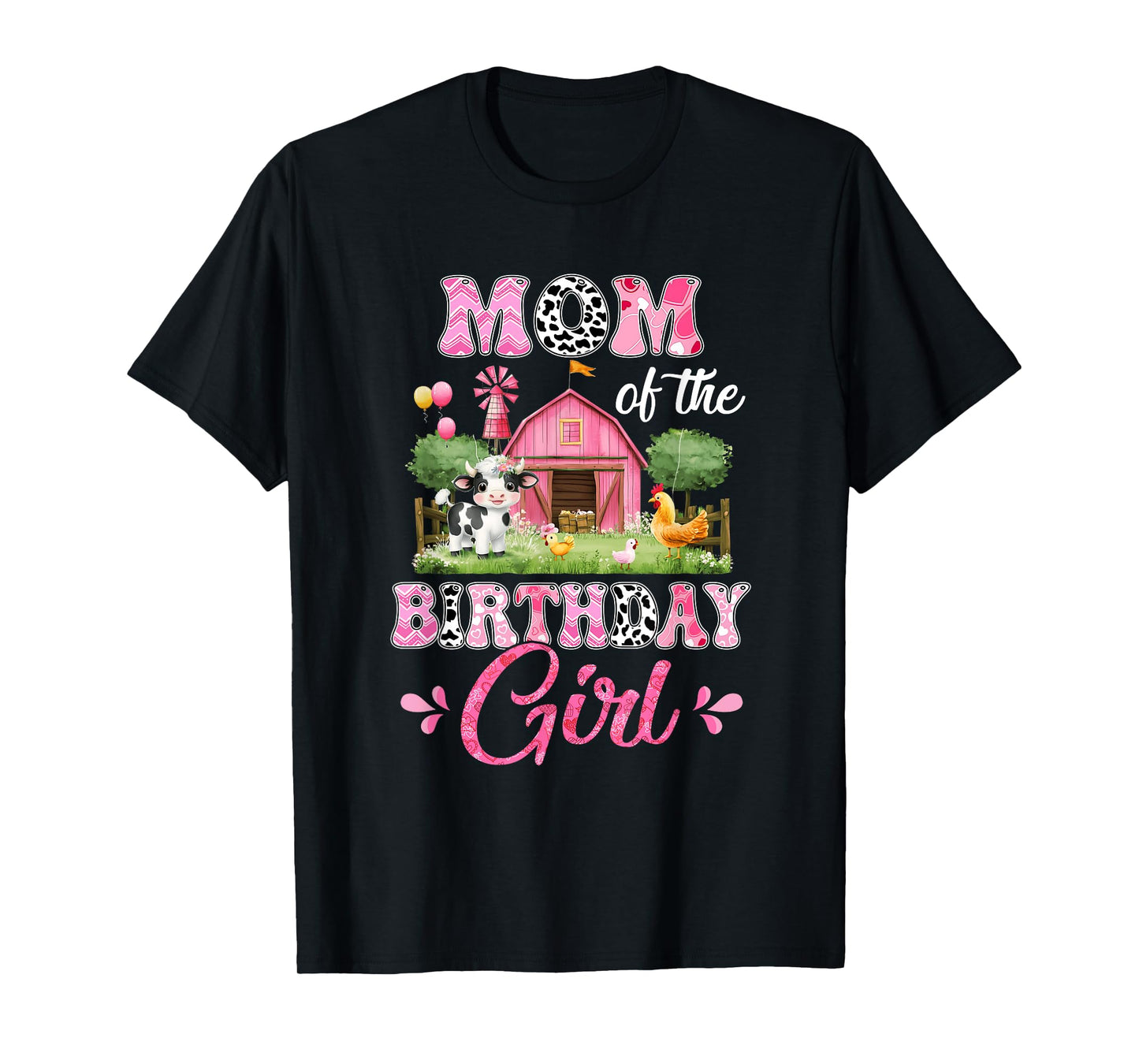 Mom Of The Birthday Girl 1St Birthday Cow Farm Family T-Shirt