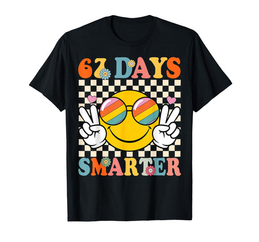 Retro 67 Days Smarter 67 Days of School Groovy Teacher Boy T-Shirt