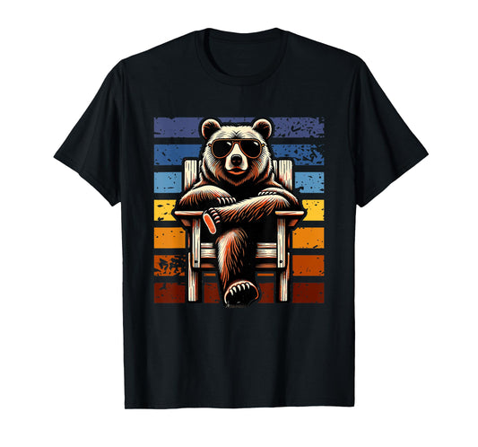 Cool Retro Bear in Sunglasses 70s 80s 90s Novelty Funny Bear T-Shirt