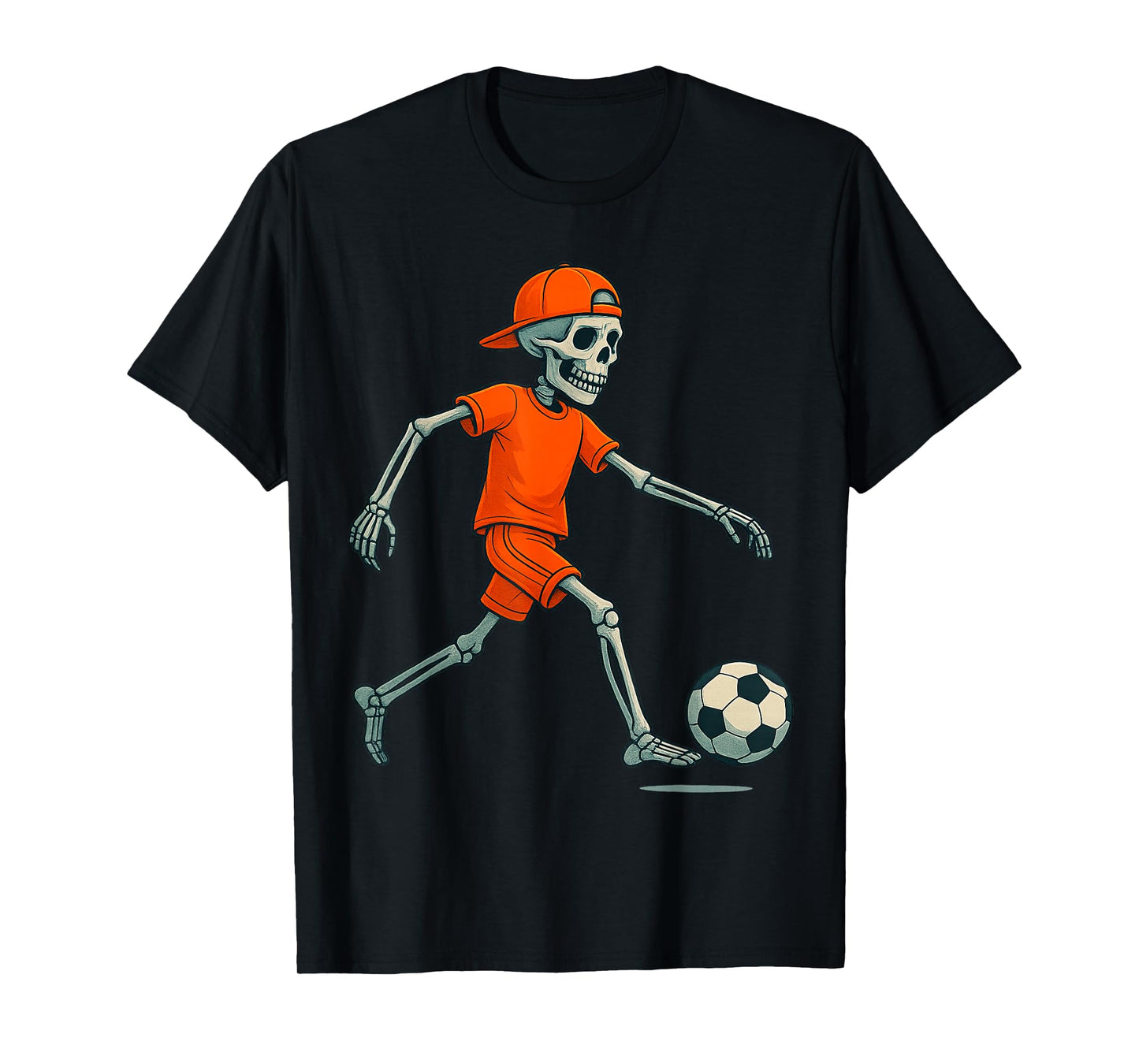 Skeleton Soccer Halloween Costume Funny Football Men Boys T-Shirt