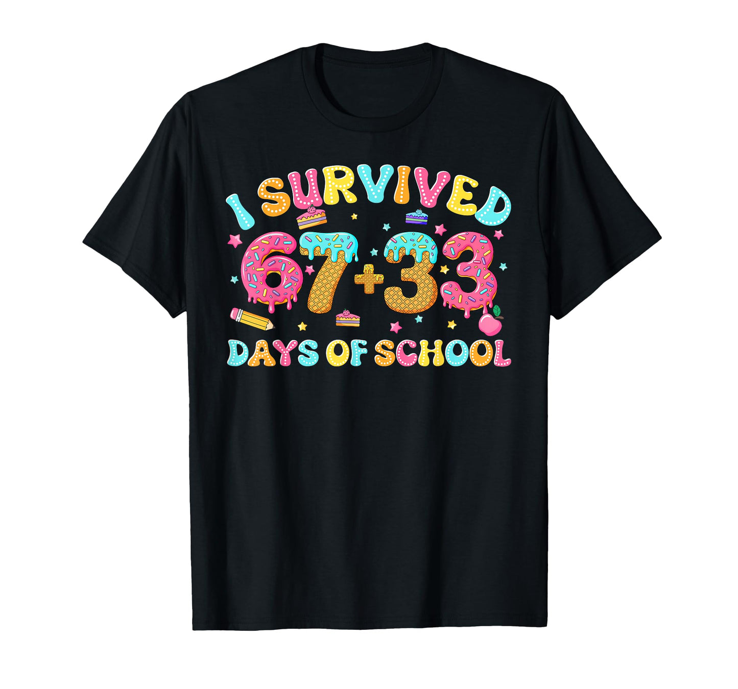 I Survived 67 + 33 Days of School Ice Cream Drip Girl Boy T-Shirt
