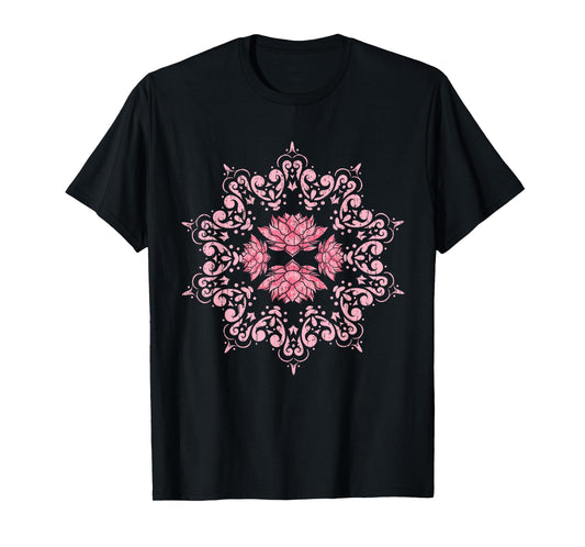 Boho Flower Spiritual Yoga Pilates Prana Art Mandala Lotus T-Shirt