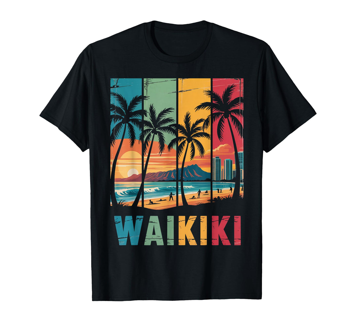 Tropical Vintage Waikiki Honolulu Hawaii Island Waikiki T-Shirt