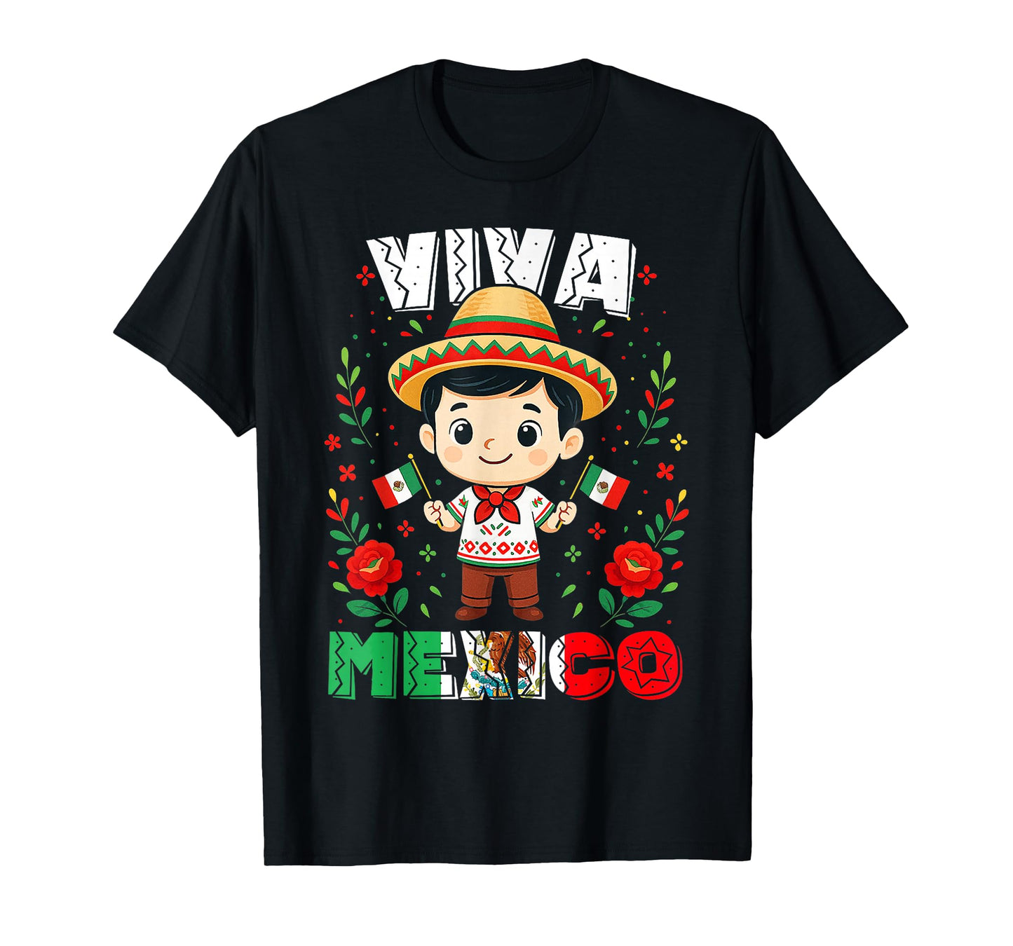Viva Mexico Mexican Boy Flag Independence Day Boys Kids T-Shirt