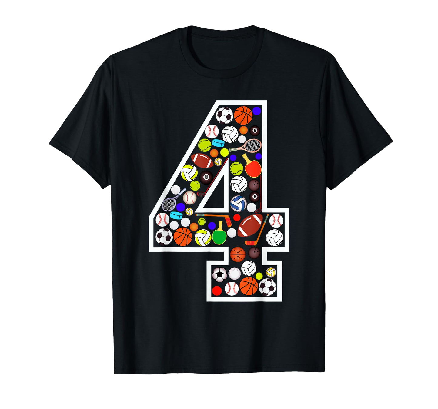 Kids 4th Birthday Sports Big Number Four 4 Year Old Boy T-Shirt