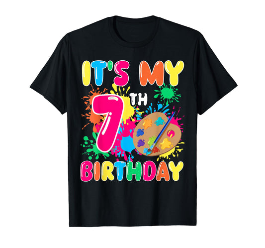 It's My 7th Birthday Painting Art 7 Year Old Bday Artist T-Shirt