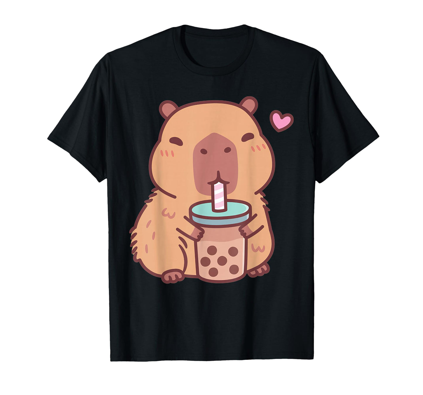 Cute Capybara Kawaii Anime Drinking Bubble Tea Lover Girls T-Shirt