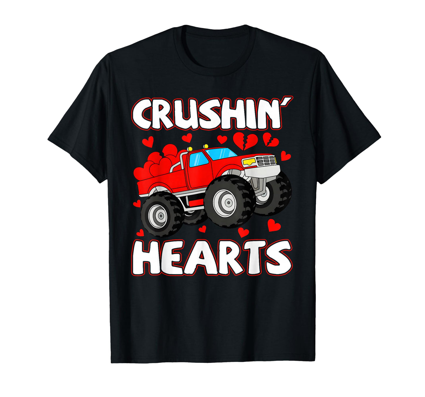 Valentine Crushin Hearts Monster Truck Boys Girls Kids T-Shirt