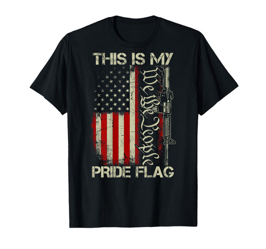 This Is My Pride Flag USA Patriots Gun American Flag on back Men T-Shirt