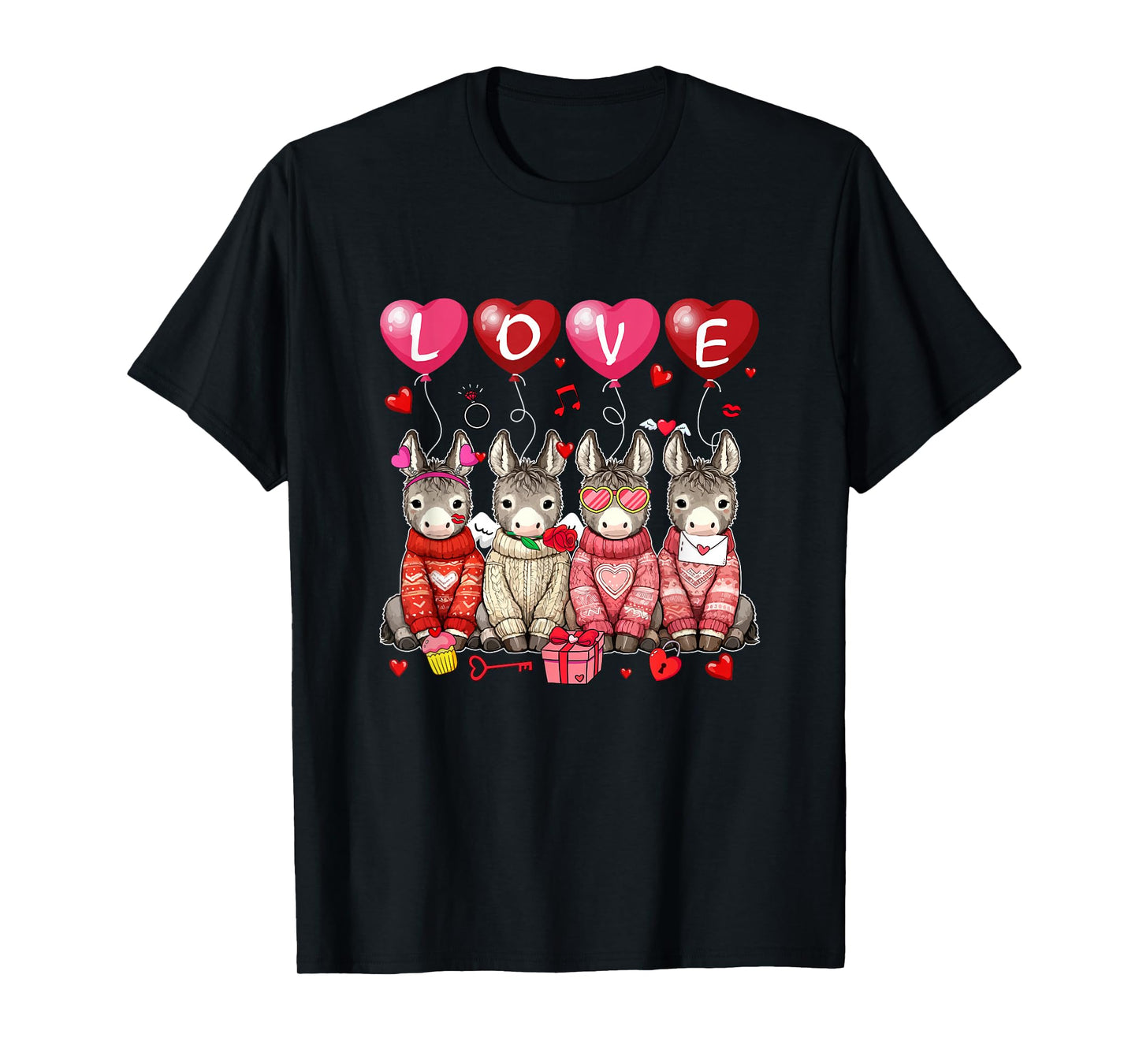 Love Group Donkeys Sunglasses Valentine Farmer Rancher Kids T-Shirt