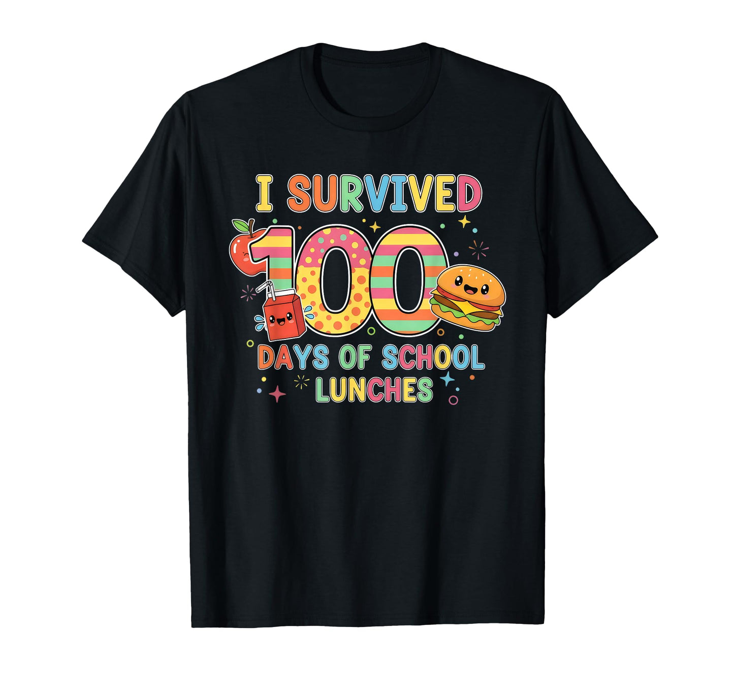I Survived 100 Days of School Lunches Lunch Lady 100th Day T-Shirt