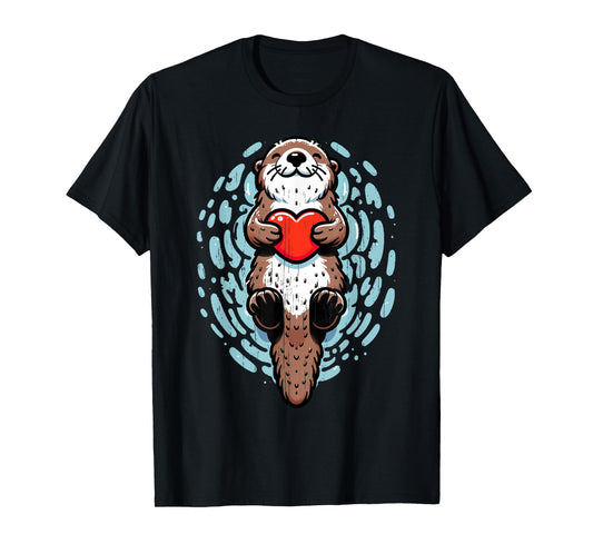 Sea Otter Valentines Heart Lover Funny Boys Men Girls Kids T-Shirt