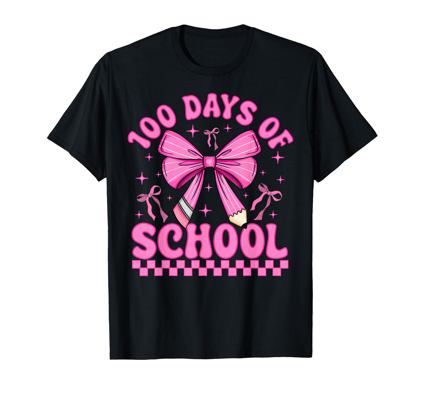 100 Days of School Girls Coquette Bow 100th Day of School T-Shirt