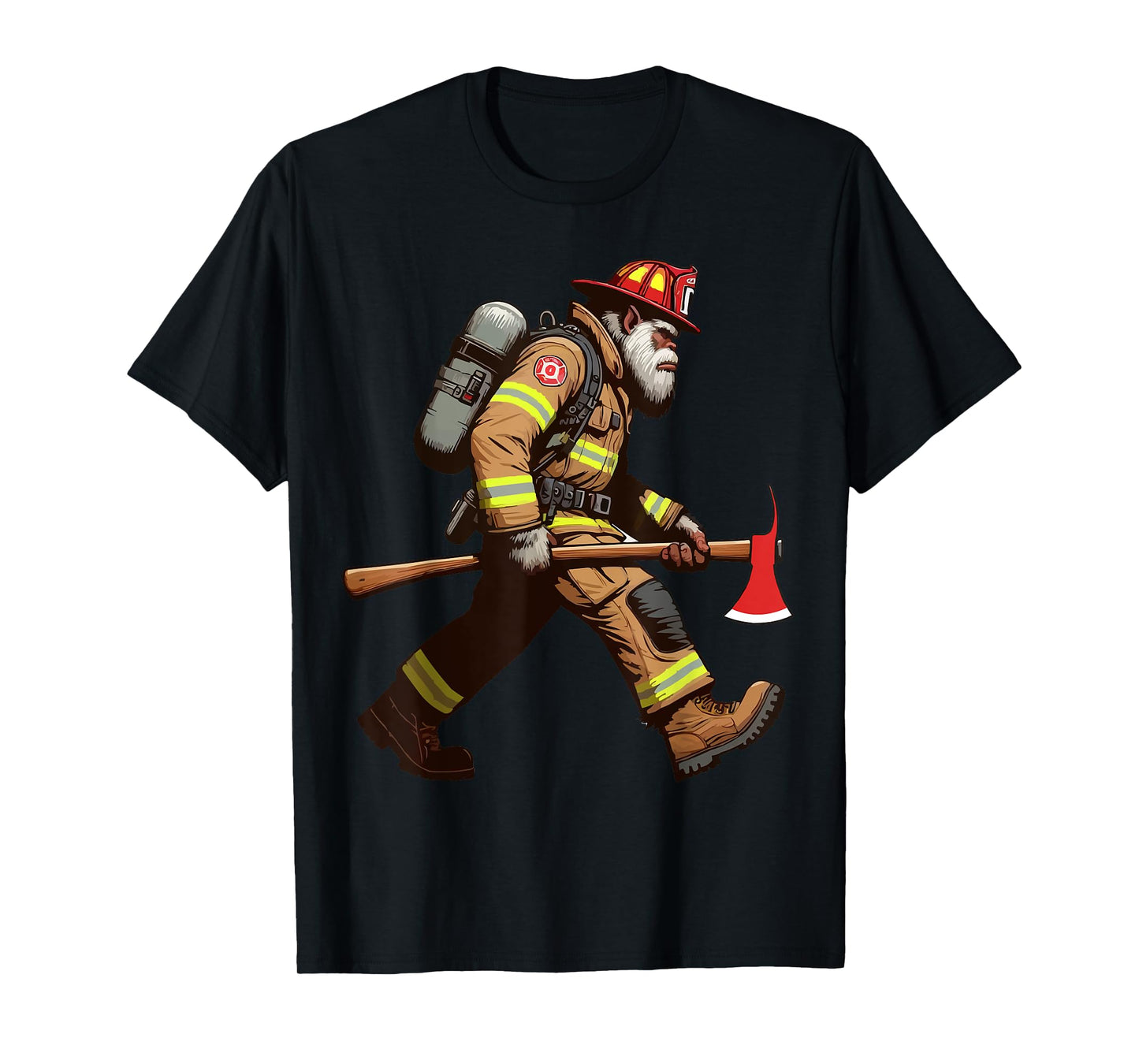 Firefighter Sasquatch Tee Big Foot Fireman Rescuer Yeti T-Shirt