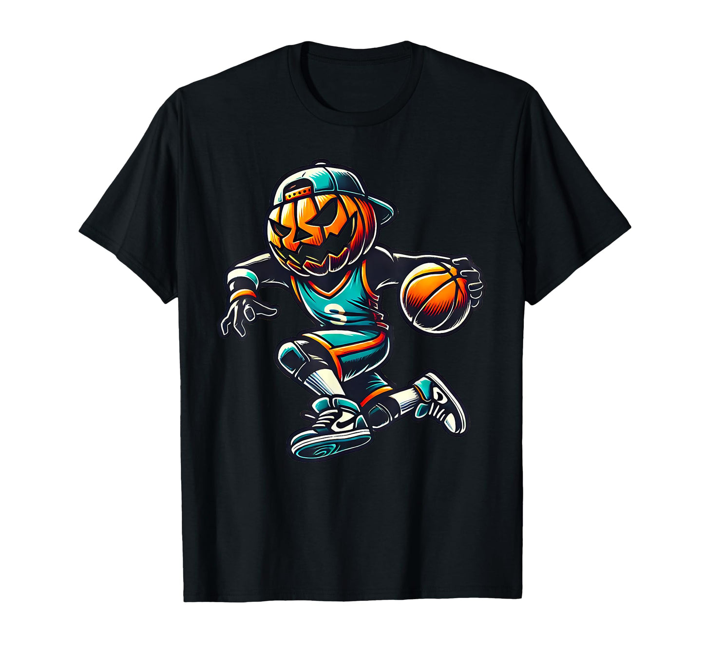 Jack O Lantern Basketball Sport Team Pumpkin Funny Halloween T-Shirt
