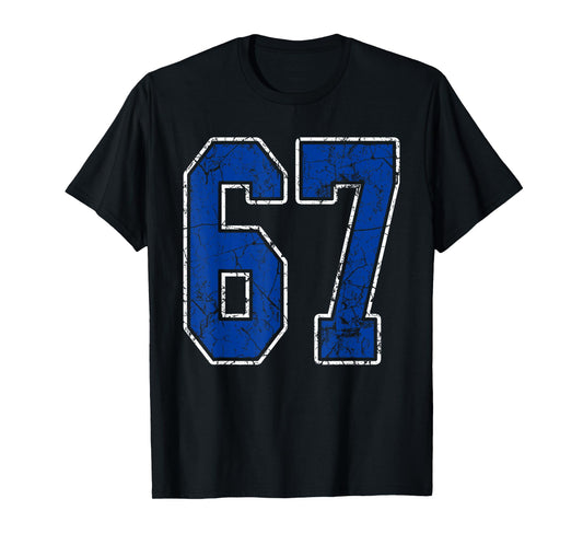 Royal Blue and White Number 67 Jersey Player Uniform #67 Fan T-Shirt