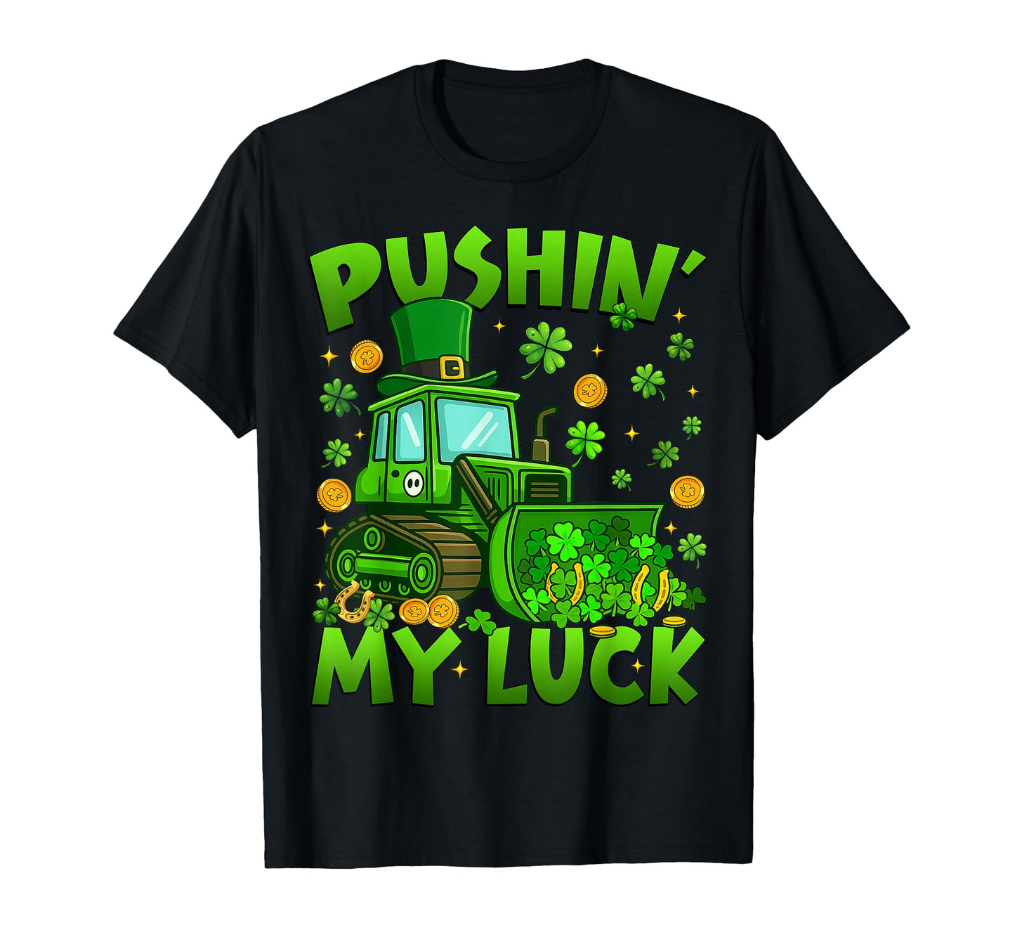 Pushing My Luck Tractor St Patricks Day Boys Toddler Kids T-Shirt