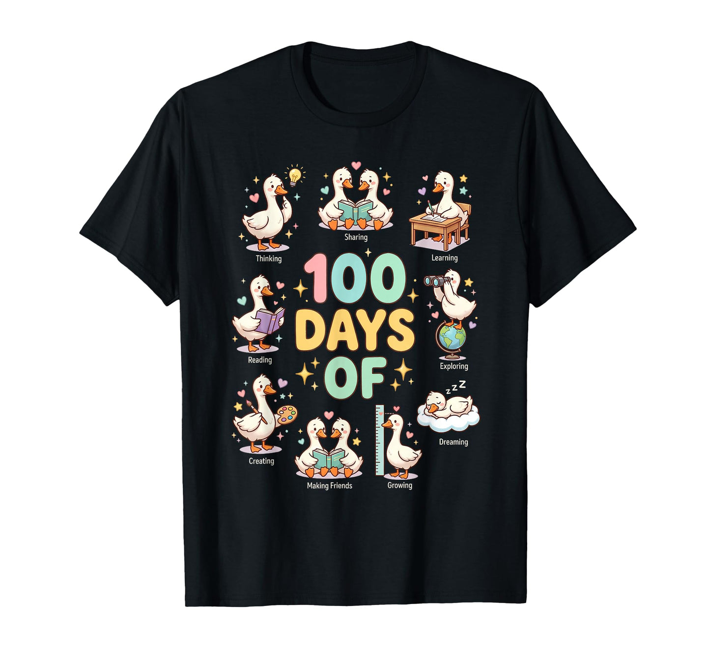 100 Days of School Cute Goose Teacher Classroom Humor T-Shirt