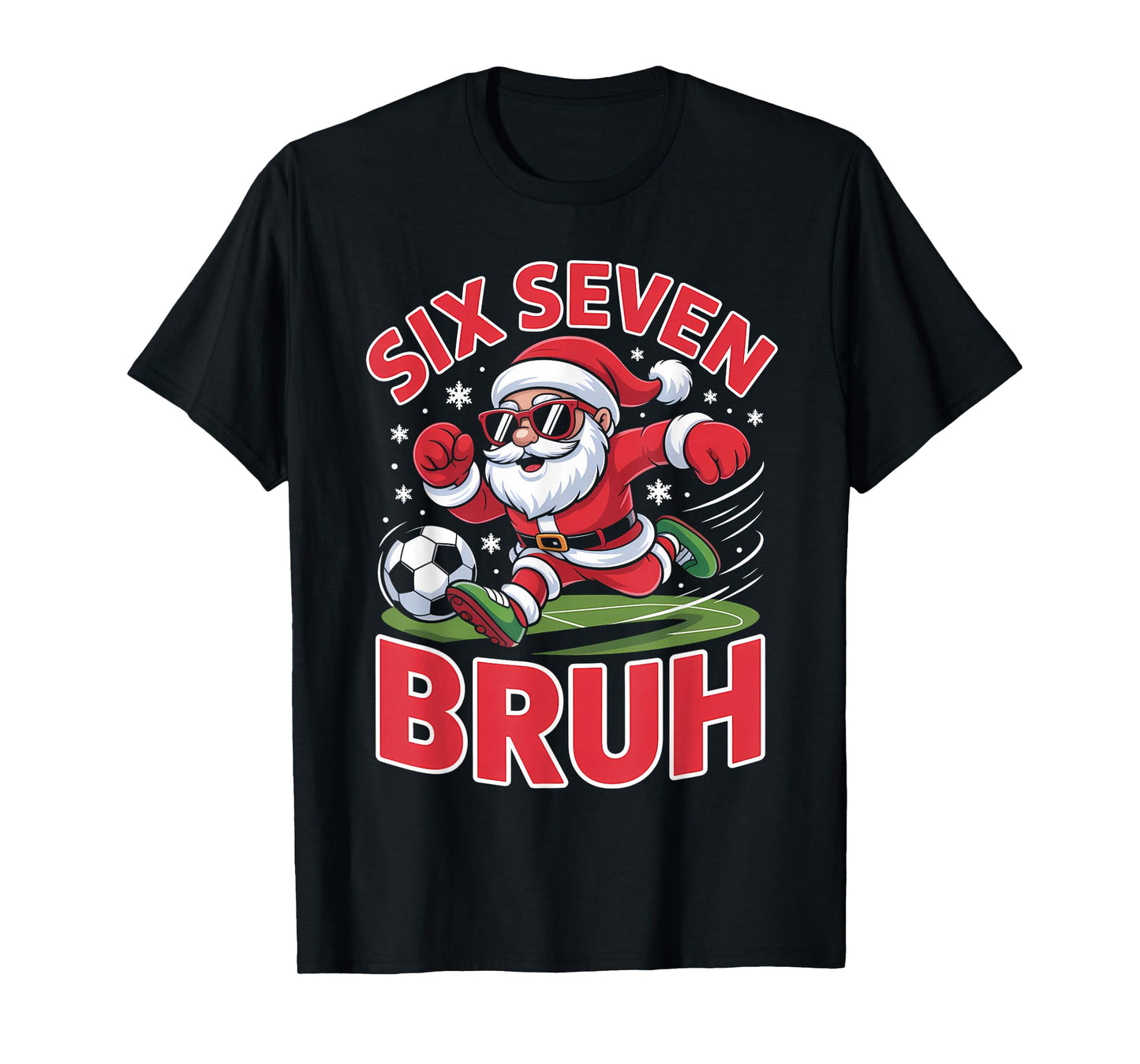 Funny Christmas 67 Meme Bruh Soccer Santa Xmas Pajamas Boys T-Shirt