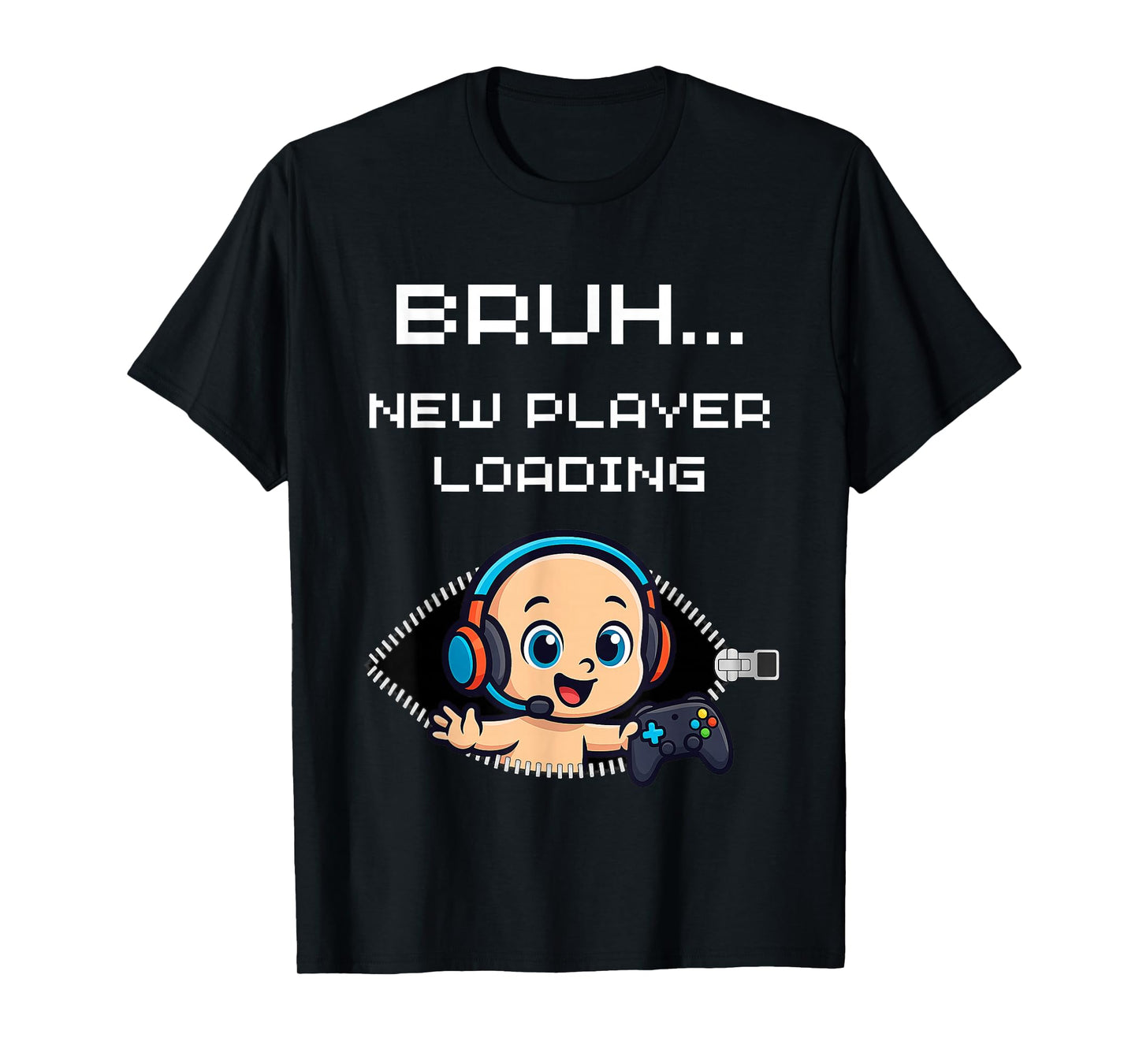 Funny Gamer Pregnancy Announcement – Bruh New Player Loading T-Shirt